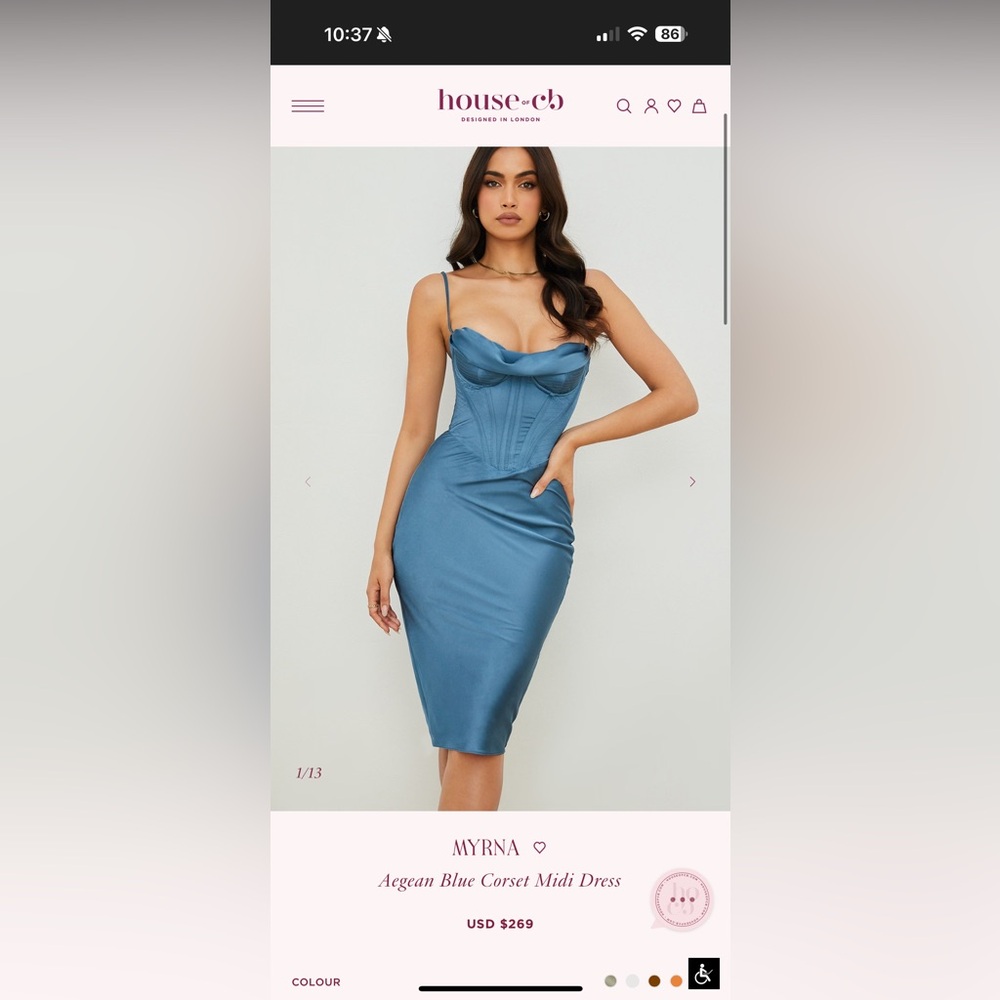 House of CB Blue Corset Midi Dress